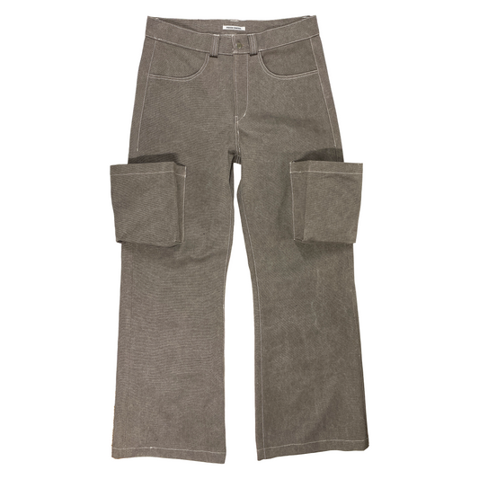 Flared Canvas Cargo Jeans